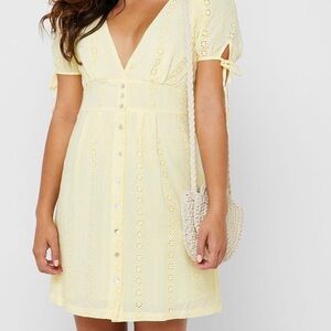 Forever 21 Yellow Eyelet Button-Down Dress